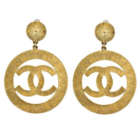 chanel gold cc dangle piercing earrings|1986 cc dangle clip on earrings.